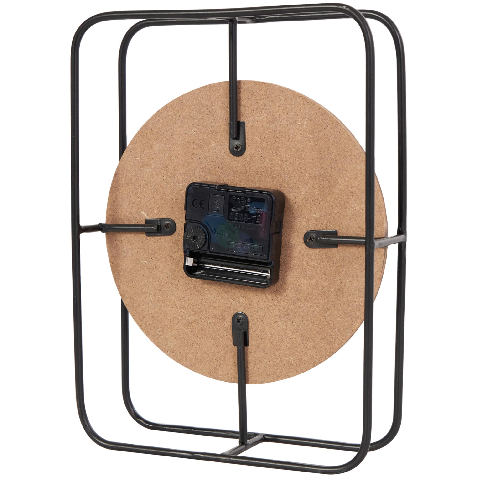 10" Black Metal Geometric Open Frame Clock with Grid Patterned Clockface